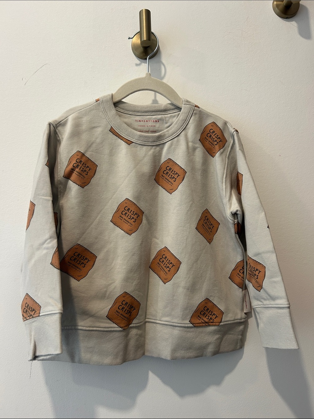 Tiny Cottons Beige 'Crispy Crisps' Print Sweatshirt for Kids